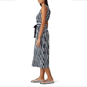 Chinti & Parker Twist back knit midi dress whirl navy blue white cut-out Medium